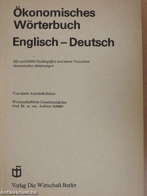 Ökonomisches Wörterbuch Englisch-Deutsch