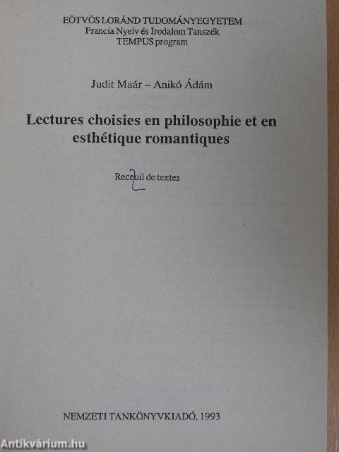 Lectures choisies en philosophie et en esthétique romantiques