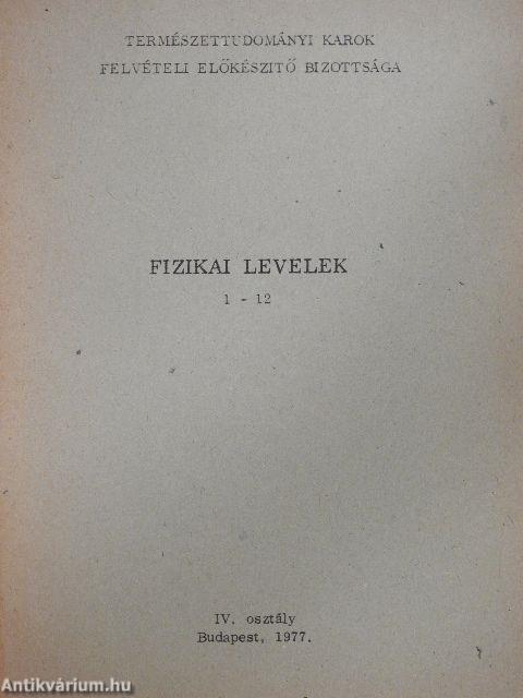 Fizikai levelek 1-12.