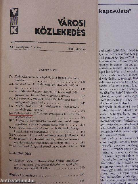 Városi közlekedés 1972. október