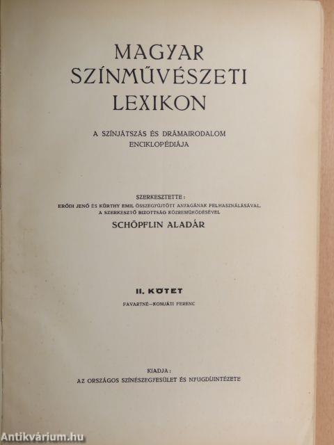 Magyar színművészeti lexikon II. (töredék)