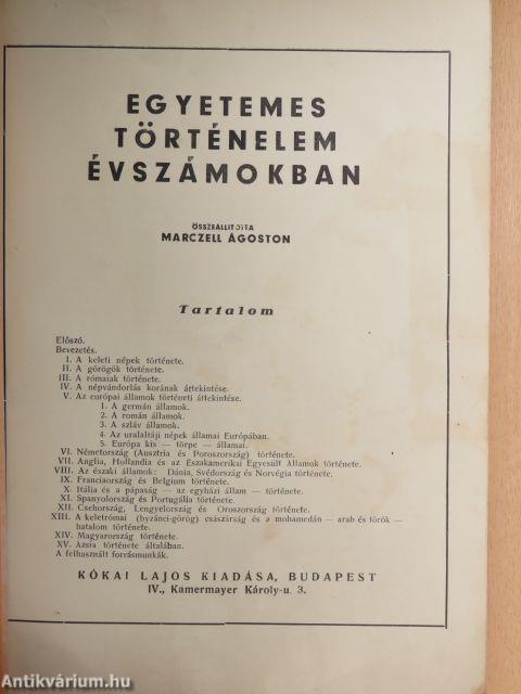 Egyetemes történelem évszámokban