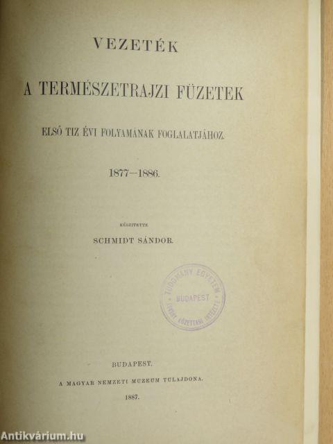 Vezeték a természetrajzi füzetek első tiz évi folyamának foglalatjához