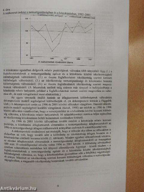 A közoktatásban foglalkoztatottak összetételének és keresetének változása (1992-2001)