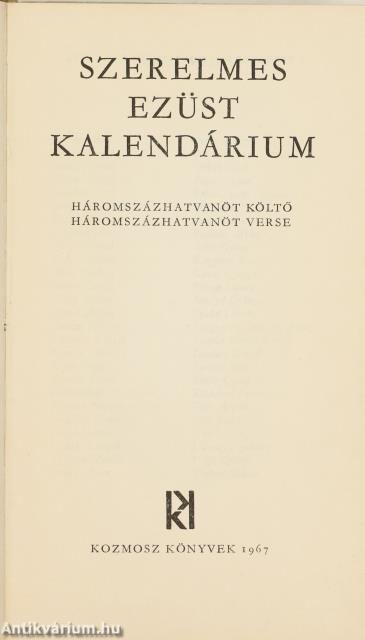 Szerelmes ezüst kalendárium (dedikált példány)