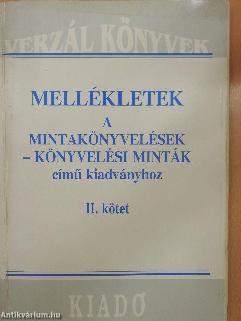 Mellékletek a Mintakönyvelések - Könyvelési minták című kiadványhoz II.