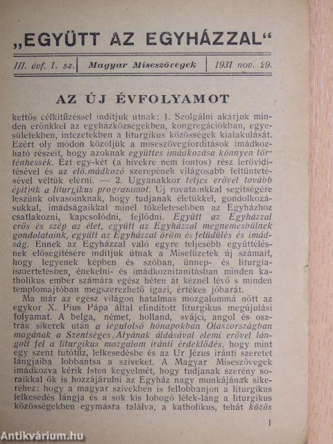 "Együtt az egyházzal" 1931-1932. (nem teljes évfolyam)