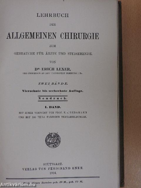 Lehrbuch der Allgemeinen Chirurgie zum Gebrauche für Ärzte und Studierende I.