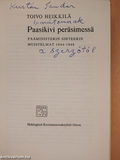 Paasikivi peräsimessä (dedikált példány)