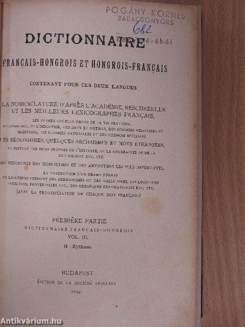 A franczia-magyar és magyar-franczia nyelv szótára I/3. (töredék)