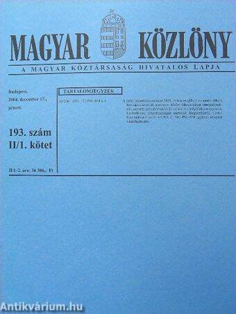 Magyar Közlöny 2004. december 17. II/1