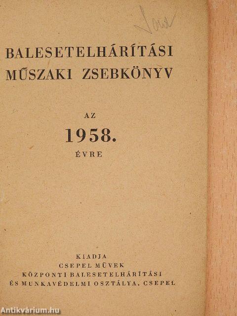 Balesetelhárítási műszaki zsebkönyv az 1958. évre