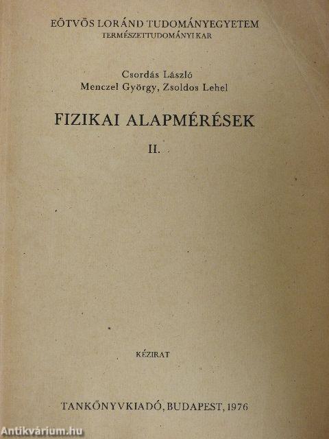 Fizikai alapmérések II.