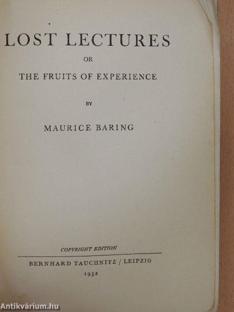Lost lectures or the fruits of experience