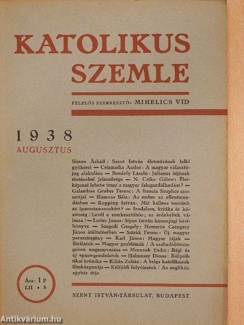 Katolikus szemle 1938. augusztus