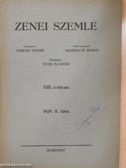 Zenei szemle 1929/II. (Solymos Péter könyvtárából)