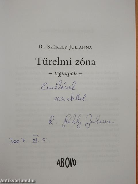 Türelmi zóna (dedikált példány)