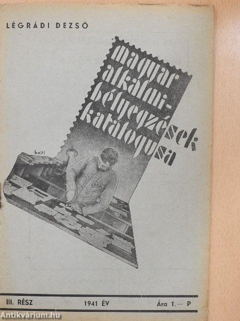 Magyar alkalmi-bélyegzések katalogusa III. 1941. év