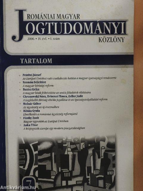 Romániai Magyar Jogtudományi Közlöny 2006/1.