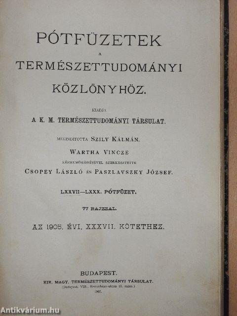 Pótfüzetek a Természettudományi Közlönyhöz 1905-1906. (vegyes számok) (6 db)