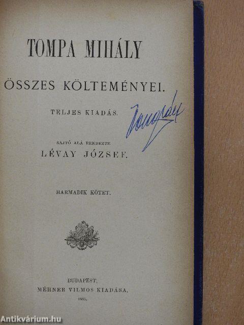 Tompa Mihály összes költeményei III. (töredék)