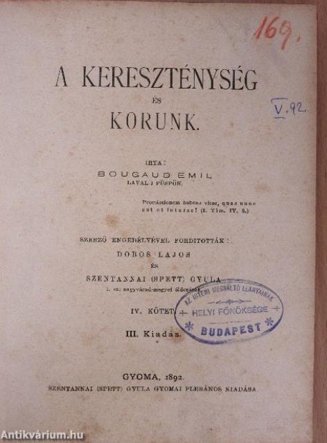 A kereszténység és korunk IV. (töredék)