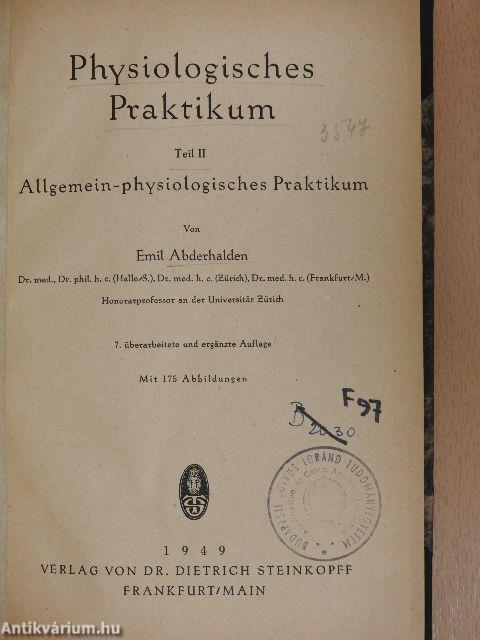 Physiologisches Praktikum II.