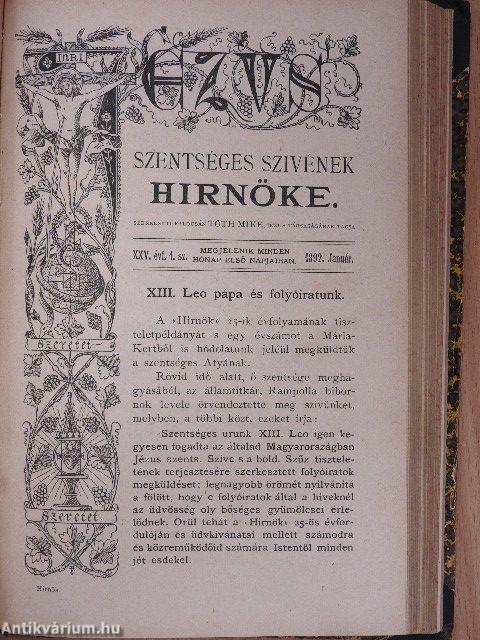 Jézus Szentséges Szivének Hirnöke 1891. január-december/1892. január-december