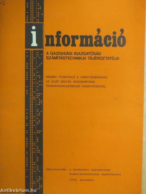 Információ-A Gazdasági Igazgatóság számítástechnikai tájékoztatója