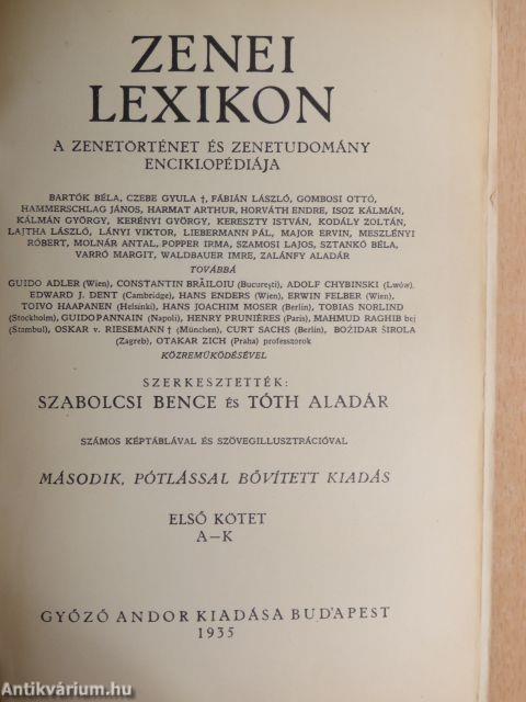 Zenei Lexikon I. (töredék)