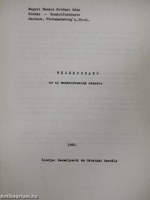 Tájékoztató az uj munkatársaink részére