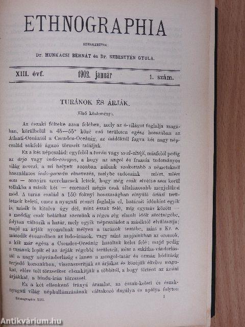 Ethnographia 1902. január-deczember/A Magyar Nemzeti Múzeum Néprajzi Osztályának Értesítője 1902. január-deczember