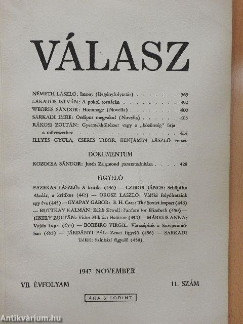 Válasz 1947. november