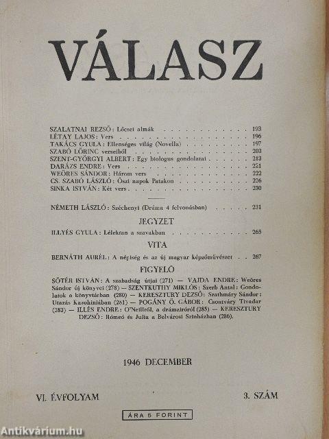 Válasz 1946. december