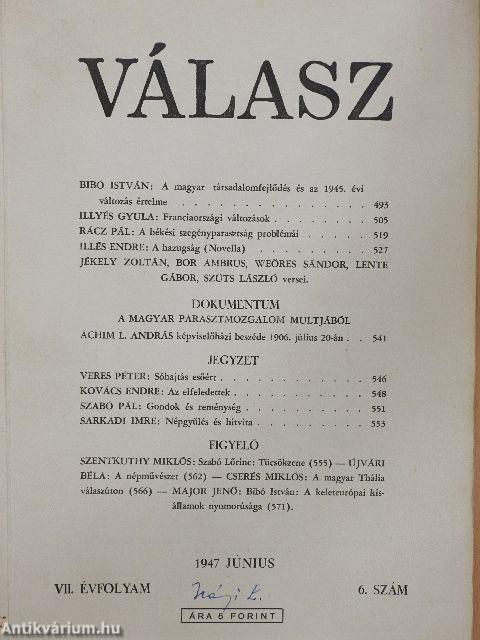 Válasz 1947. június