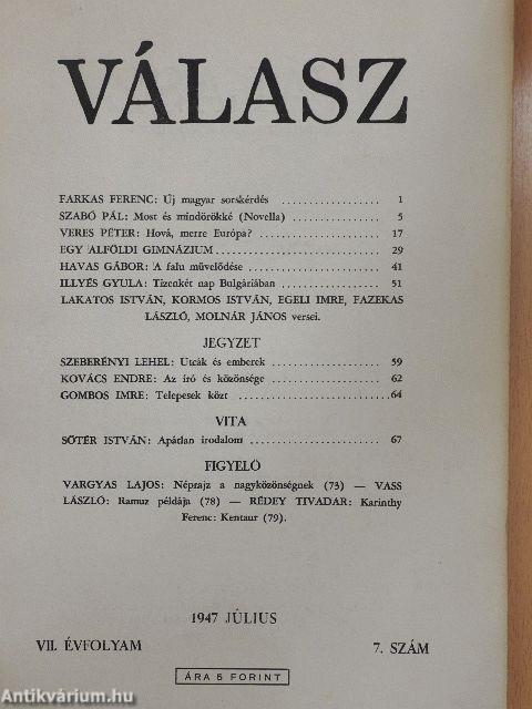 Válasz 1947. július