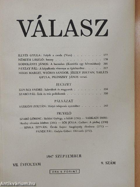 Válasz 1947. szeptember