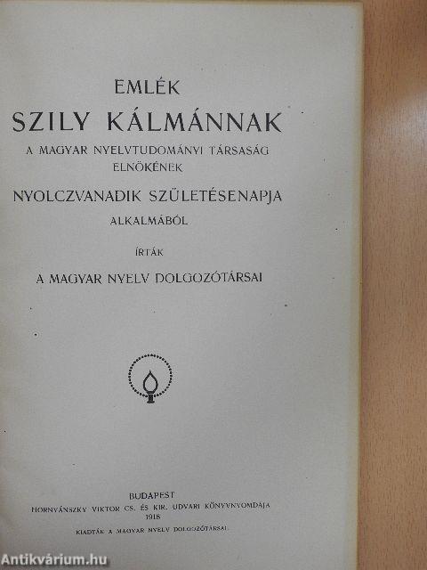 Emlék Szily Kálmánnak