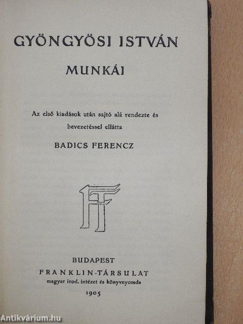 Gyöngyösi István munkái