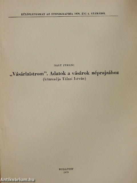 "Vásárlaistrom". Adatok a vásárok néprajzához