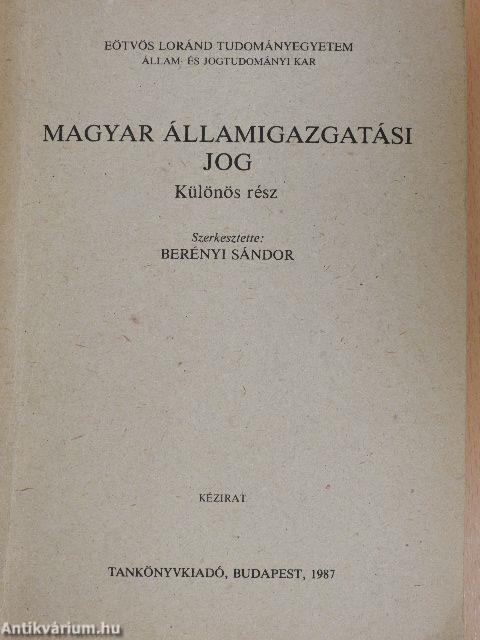 Magyar államigazgatási jog - Különös rész