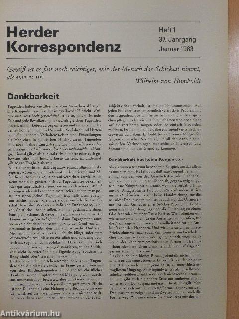 Herder Korrespondenz Januar-Dezember 1983