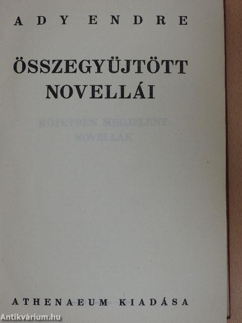 Ady Endre összegyüjtött novellái