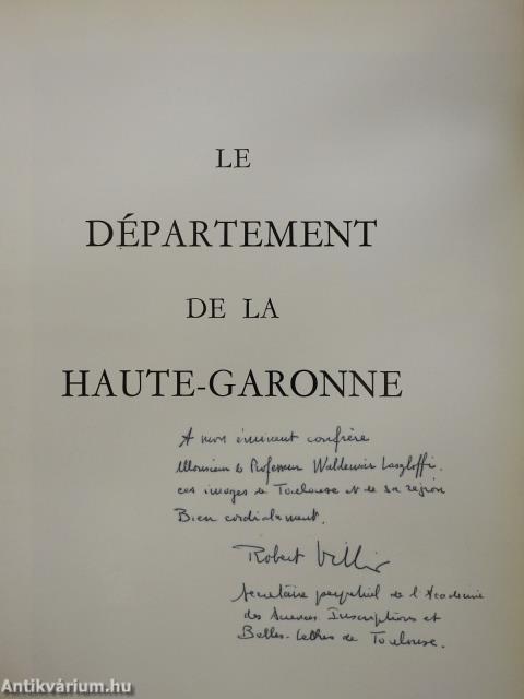 Le département de la Haute-Garonne (dedikált példány)