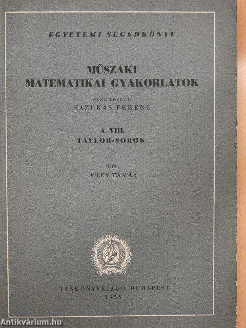 Műszaki matematikai gyakorlatok A. VIII.