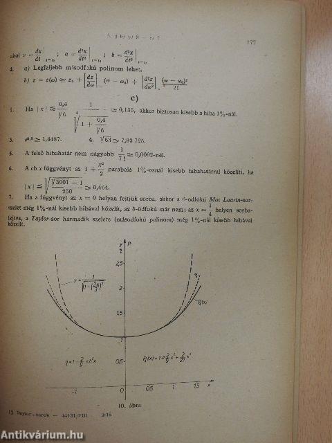 Műszaki matematikai gyakorlatok A. VIII.