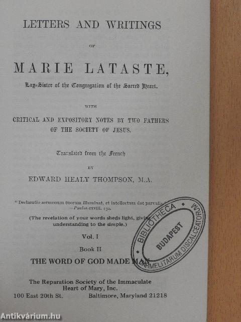 Letters and Writings of Marie Lataste I/II. (töredék)