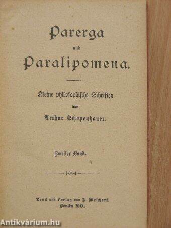 Parerga und Paralipomena II./Schriften zur Naturphilosophie und zur Ethik (gótbetűs)