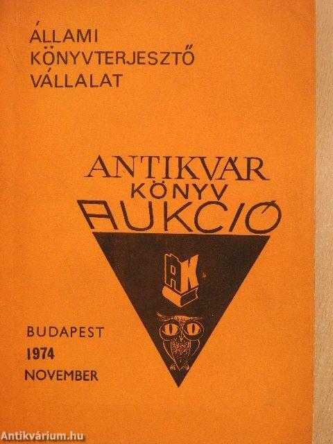 Antikvár könyv aukció - Budapest, 1974. november