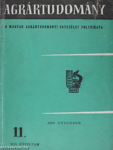 Agrártudomány 1960. november